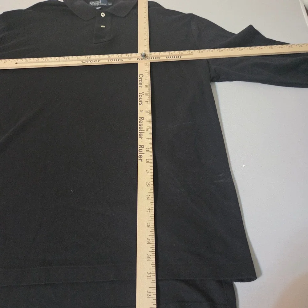 Polo Ralph Lauren Polo Shirt Mens XL Black Long Sleeve Red Pony Logo Pique